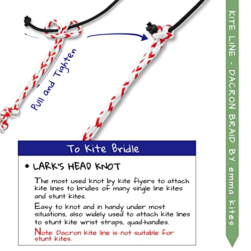 EMMA KITES Braided Dacron Polyester Kite Line - 50 lbs, 1000 ft, Red Flecks for High Visibility