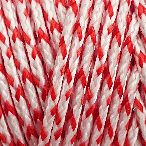 EMMA KITES Braided Dacron Polyester Kite Line - 50 lbs, 1000 ft, Red Flecks for High Visibility