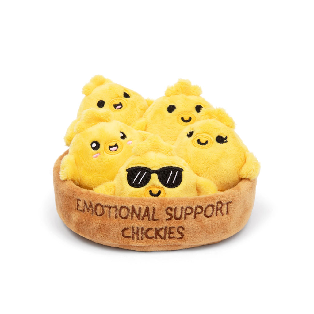 Emotional Support Chickies – 5 Squishy Plush Chicks with Carrying Basket by Relatable