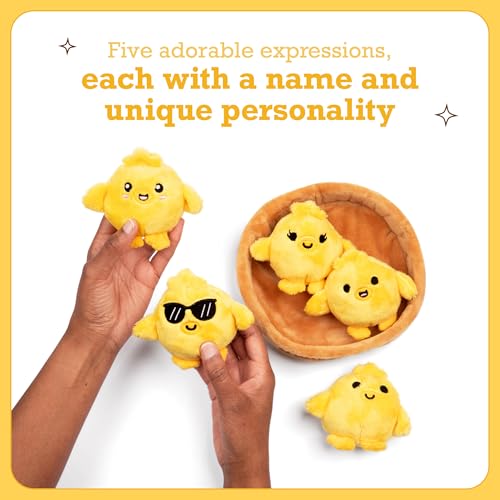 Emotional Support Chickies – 5 Squishy Plush Chicks with Carrying Basket by Relatable