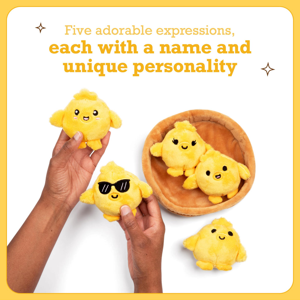 Emotional Support Chickies – 5 Squishy Plush Chicks with Carrying Basket by Relatable