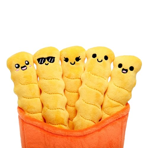 Emotional Support Crinkle Fries Plush Set - 5 Squishy Fries in a Container