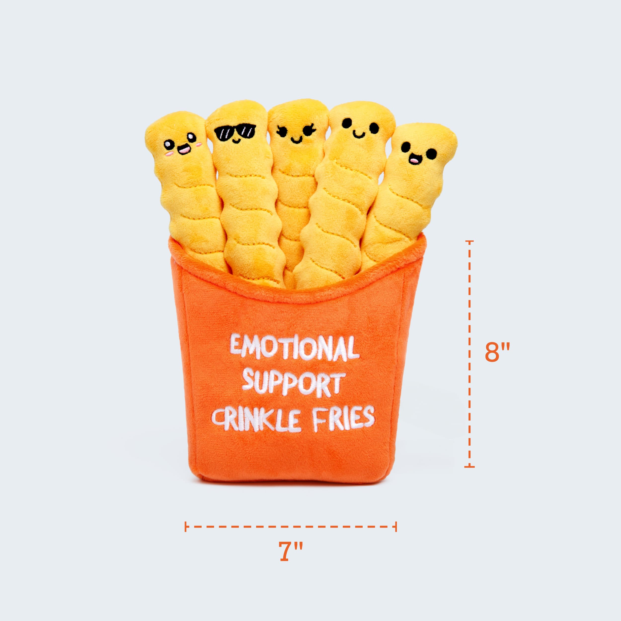 Emotional Support Crinkle Fries Plush Set - 5 Squishy Fries in a Container