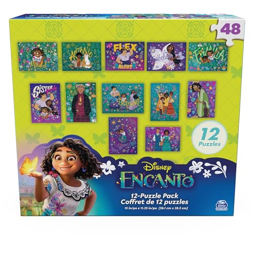 Encanto 12-Pack 48-Piece Jigsaw Puzzles – Spin Master Disney Gift Set for Kids Ages 4+