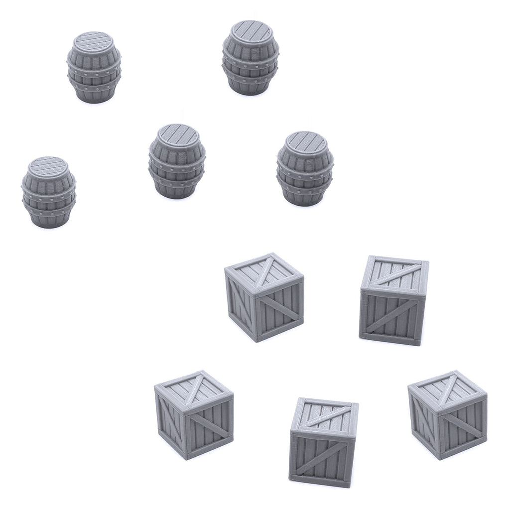 EnderToys Crates and Barrels Set – 3D Printed Wargame Terrain for 40mm Miniatures