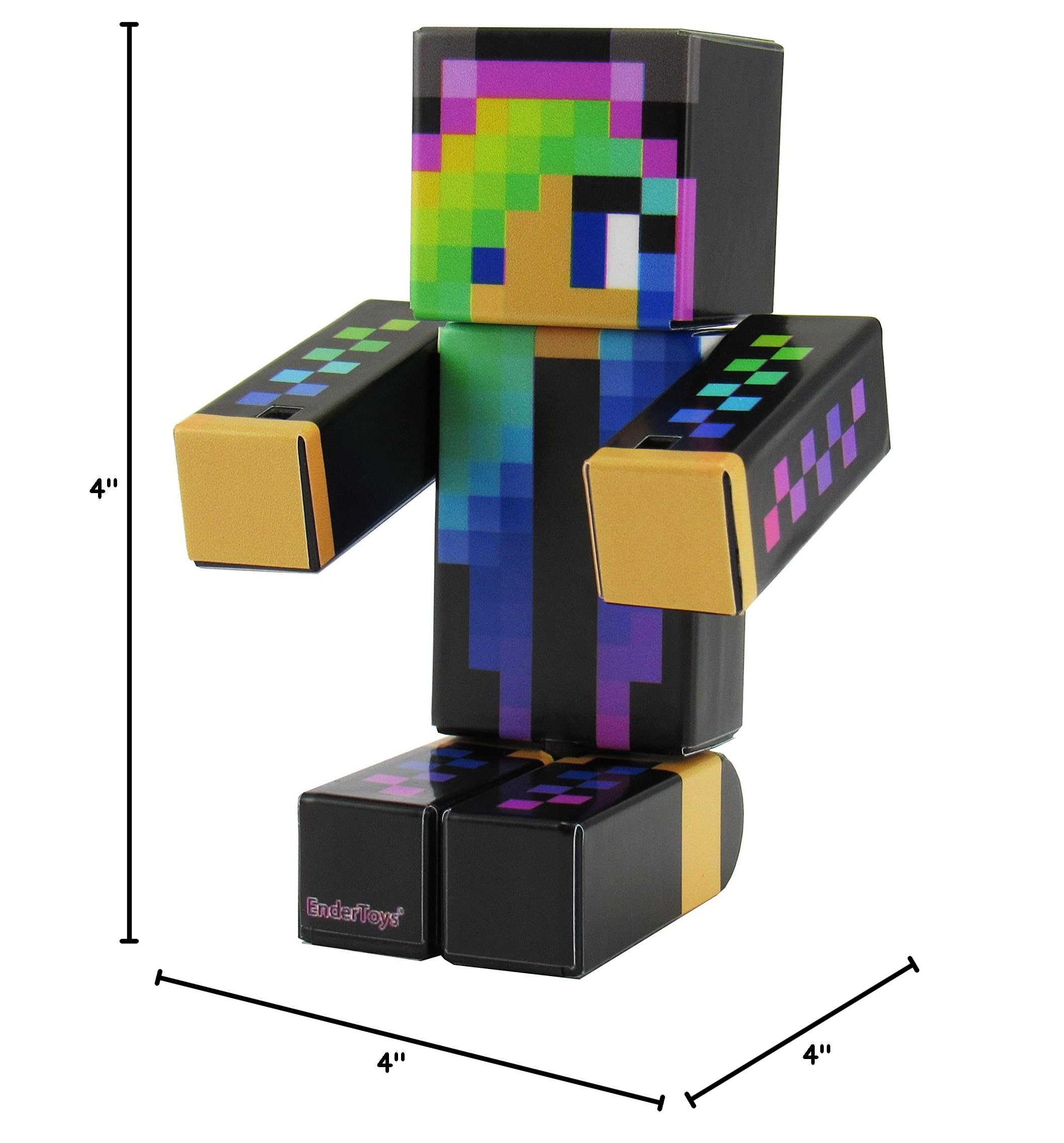 EnderToys Vibrant Girl Action Figure – 4-Inch Articulated Pixelaction Figure with Mystery Cape & Random Accessories