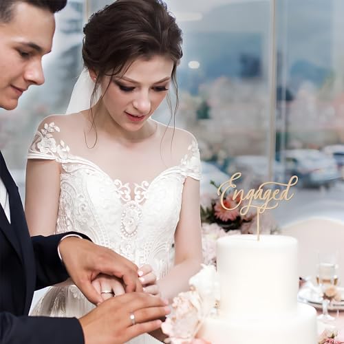 Engagement Cake Topper – Wooden “Engaged” Decoration by Party to Be