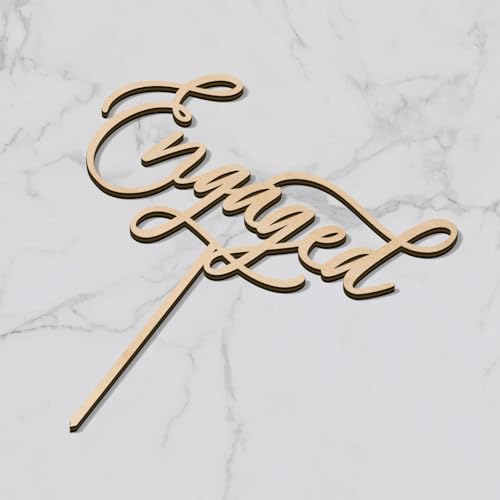 Engagement Cake Topper – Wooden “Engaged” Decoration by Party to Be