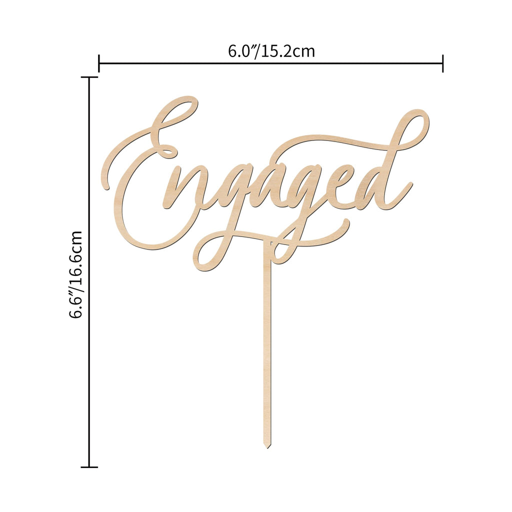 Engagement Cake Topper – Wooden “Engaged” Decoration by Party to Be