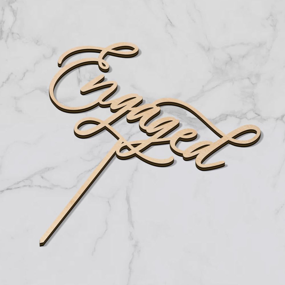 Engagement Cake Topper – Wooden “Engaged” Decoration by Party to Be