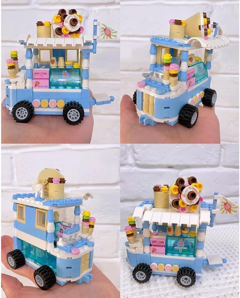ENHANA Girls Ice Cream Truck Building Blocks Set – 184 Pieces STEM Toy for Ages 6-12