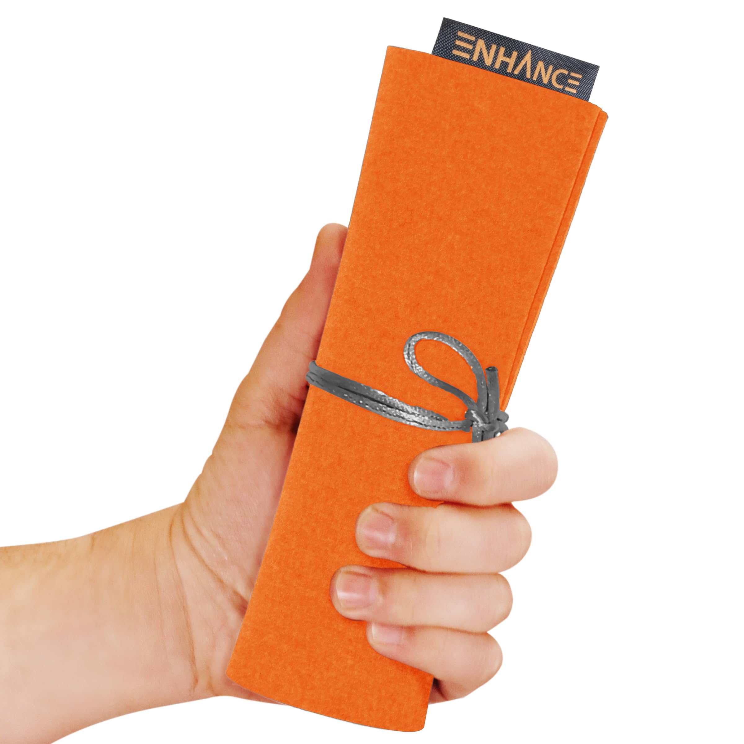 ENHANCE Roll on a Scroll Dice Mat + 12 D6 Dice - Orange - Soft Portable Dice Roller for Board Games