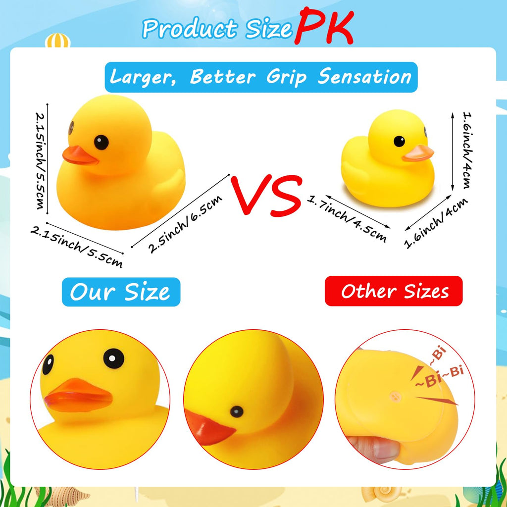Ensbelei 20-Pack Large Yellow Rubber Ducks – Squeaky Bath Toys for Toddlers, Party Favors, and Decor