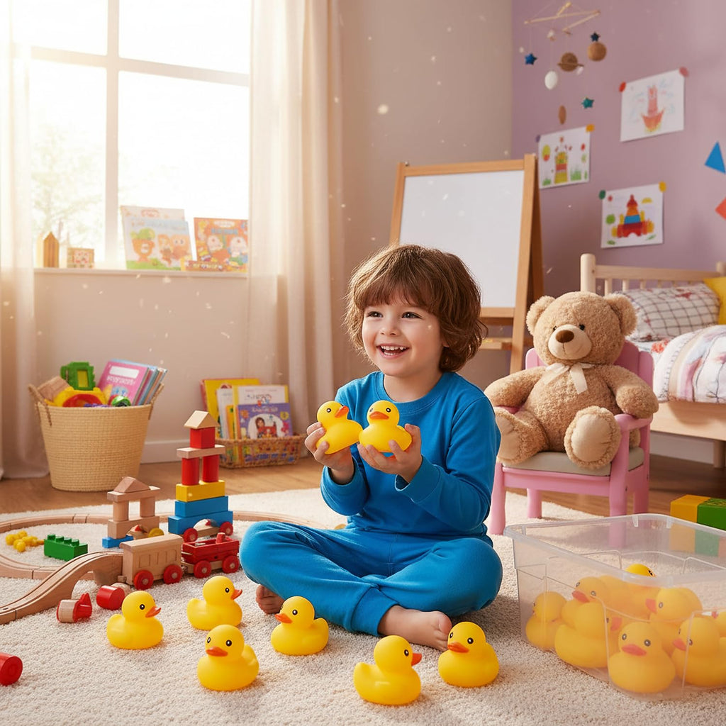 Ensbelei 20-Pack Large Yellow Rubber Ducks – Squeaky Bath Toys for Toddlers, Party Favors, and Decor