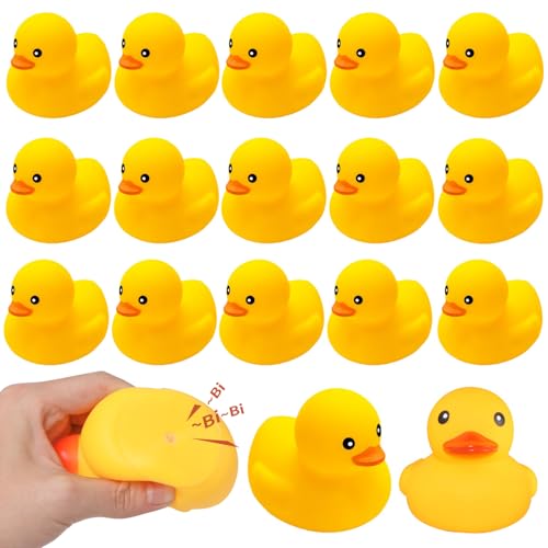 Ensbelei 20-Pack Large Yellow Rubber Ducks – Squeaky Bath Toys for Toddlers, Party Favors, and Decor