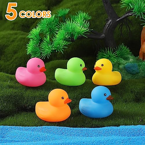 Ensbelei 50-Pack Mini Rubber Duck Bath Toys – Multicolor Floating Ducks for Baby Shower Favors, Pool Parties, and Sensory Play