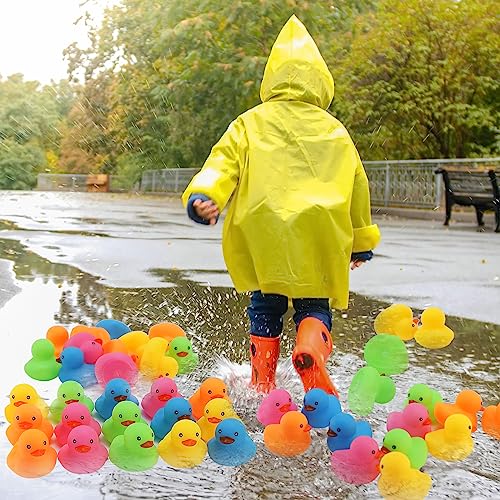 Ensbelei 50-Pack Mini Rubber Duck Bath Toys – Multicolor Floating Ducks for Baby Shower Favors, Pool Parties, and Sensory Play