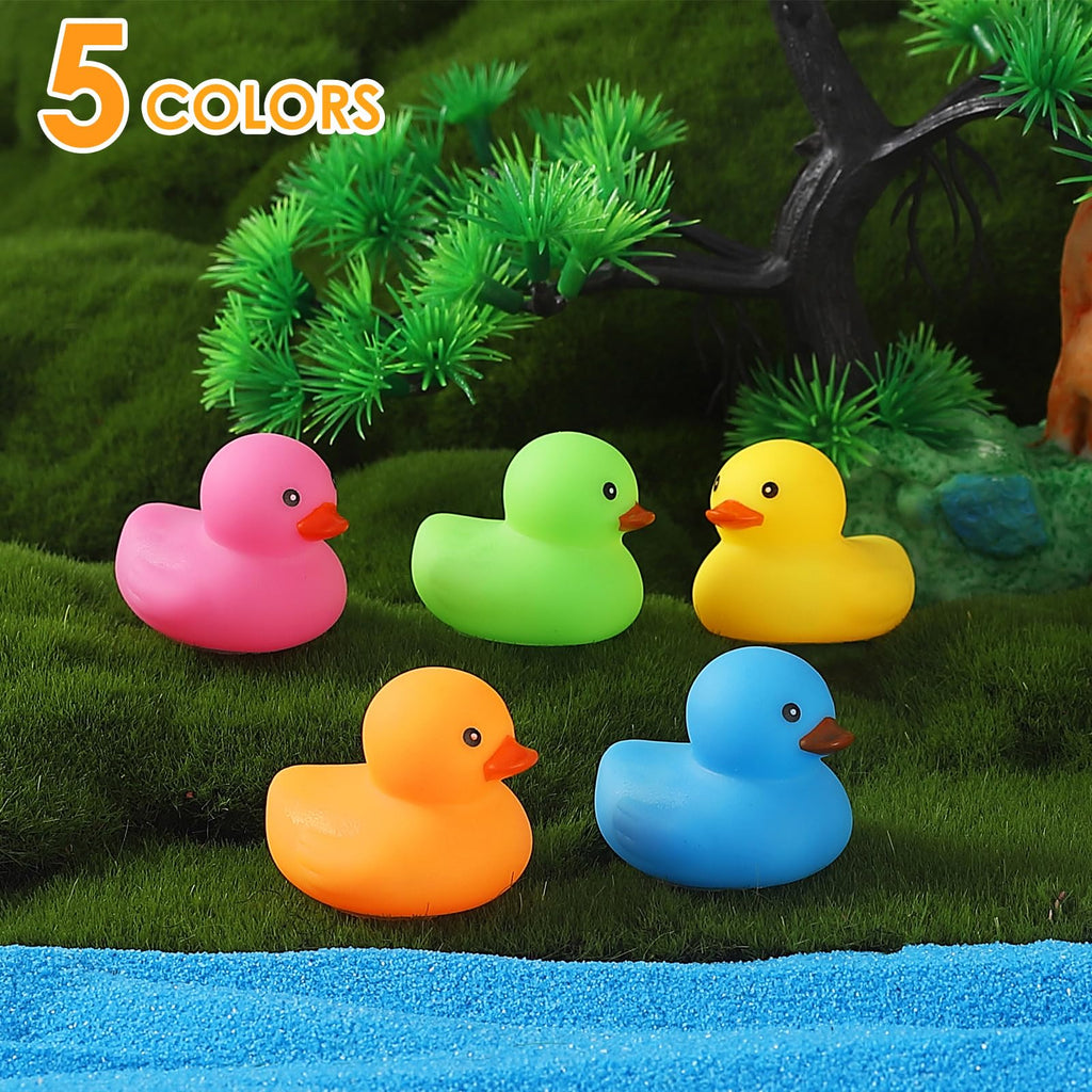 Ensbelei 50-Pack Mini Rubber Duck Bath Toys – Multicolor Floating Ducks for Baby Shower Favors, Pool Parties, and Sensory Play