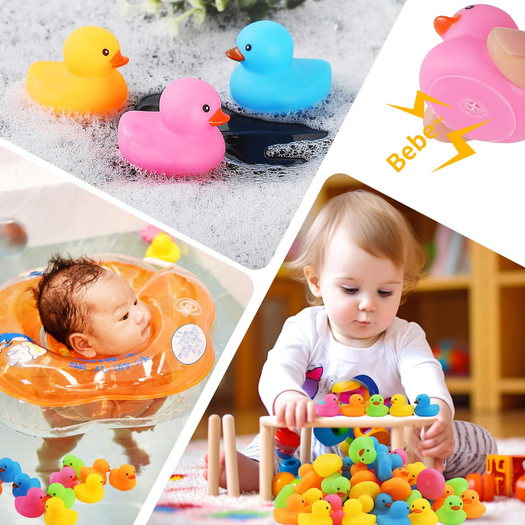 Ensbelei 50-Pack Mini Rubber Duck Bath Toys – Multicolor Floating Ducks for Baby Shower Favors, Pool Parties, and Sensory Play