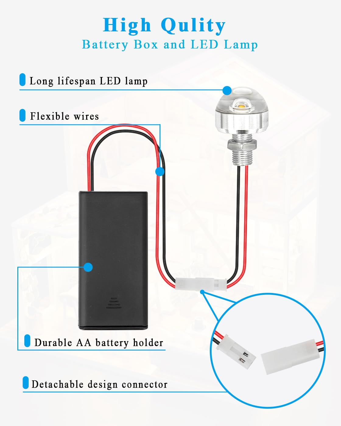 enwant Dollhouse Lighting Kit – AA Battery Holder with Mini LED Lamp and Switch, Warm White, 1 Pack