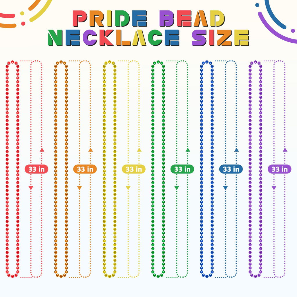 EOBOH 50-Pack Pride Bead Necklaces – 6 Styles Metallic Rainbow Bulk for LGBTQ Parades