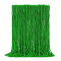 EOBOH 50-Pack St. Patrick's Day Green Bead Necklaces – Metallic Plastic, 33-Inch, Bulk Party Favors