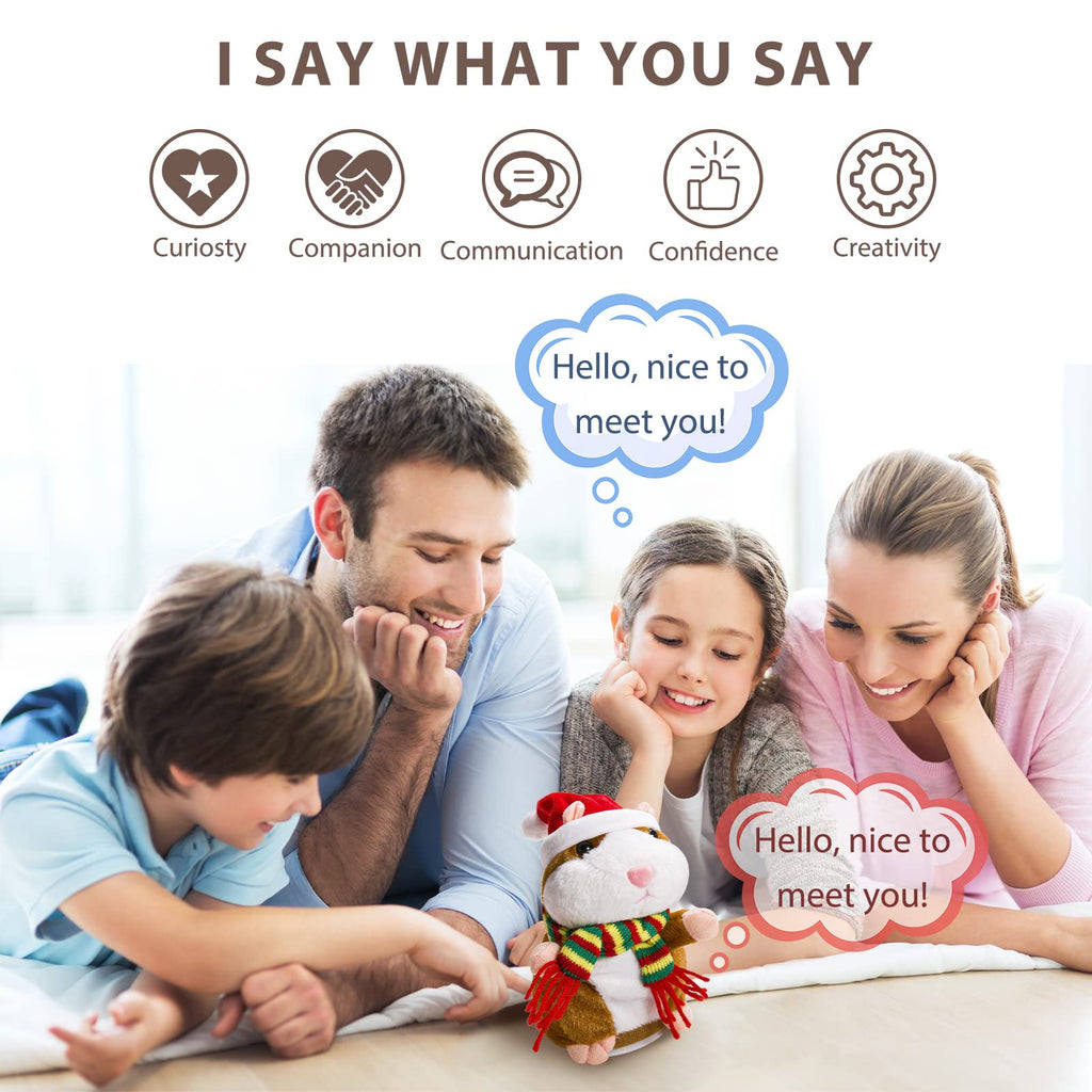 Eocolz Talking Hamster Plush Toy – Brown, Repeats What You Say, Interactive Mimicry Pet for Kids