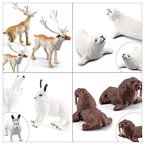 EOIVSH 18-Piece Arctic Animal Figures Set - Hand Painted Polar Toy Figurines