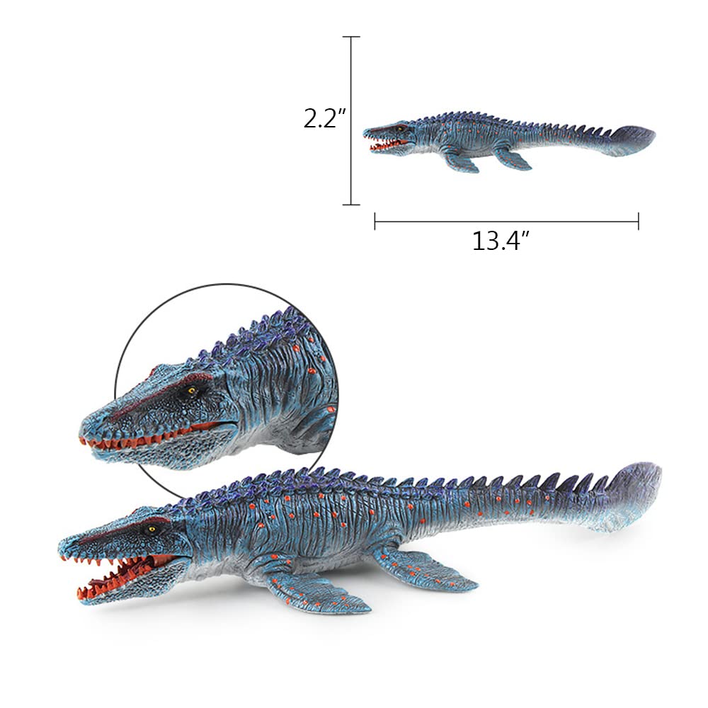 EOIVSH Large Mosasaurus Toy - 13.4 Inch Hand-Painted Realistic Sea Monster Dinosaur Figurine for Bath, Pool, Educational Play and Gifts