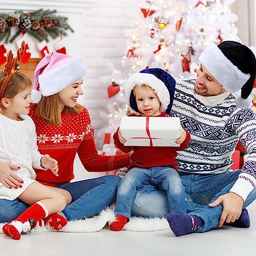 Eoocan Pink Santa Hat for Kids - Double-Layer Thickened Velvet Plush with Soft Faux Fur Brim