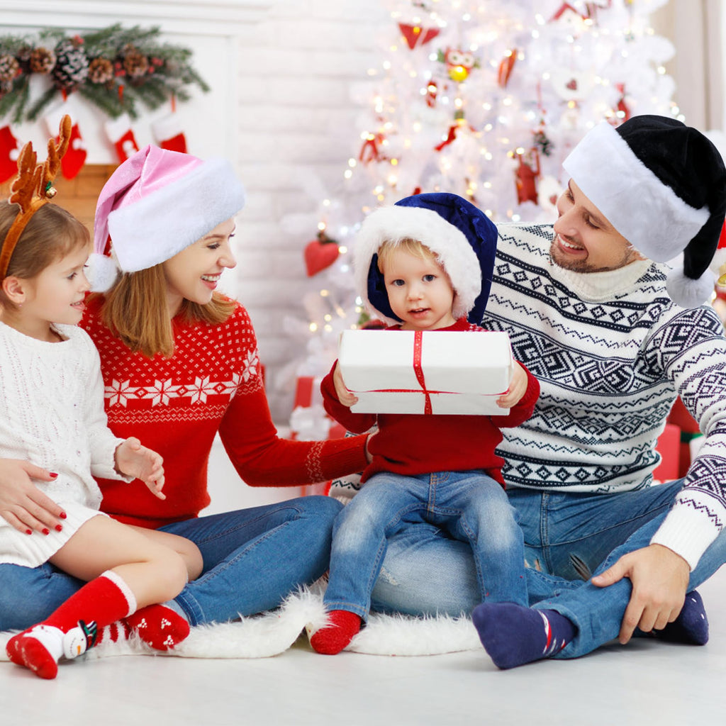 Eoocan Pink Santa Hat for Kids - Double-Layer Thickened Velvet Plush with Soft Faux Fur Brim