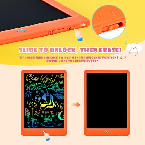 EooCoo 10-Inch LCD Writing Tablet for Kids Ages 3-7 - Reusable Drawing Pad with Lock Function, Travel-Friendly