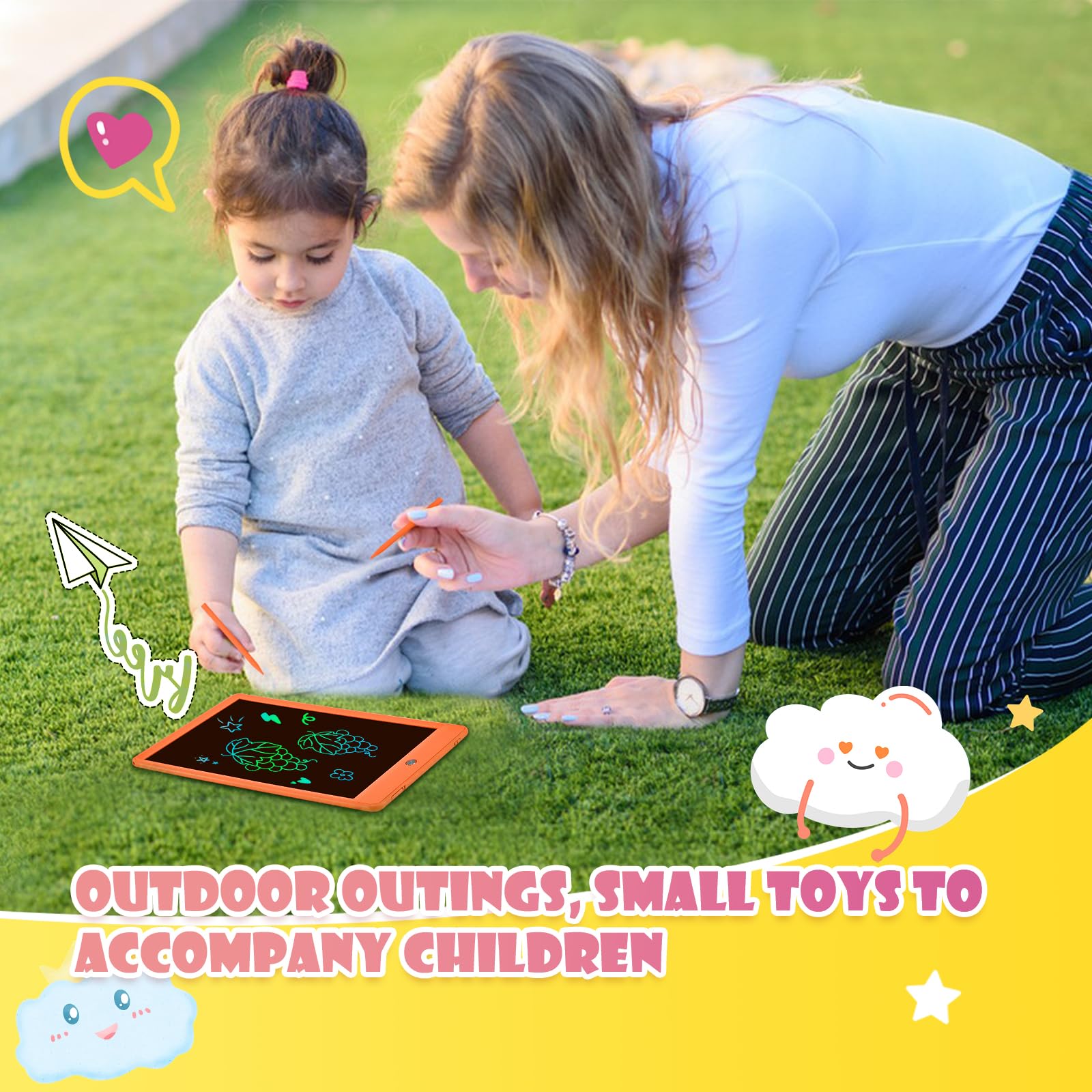 EooCoo 10-Inch LCD Writing Tablet for Kids Ages 3-7 - Reusable Drawing Pad with Lock Function, Travel-Friendly
