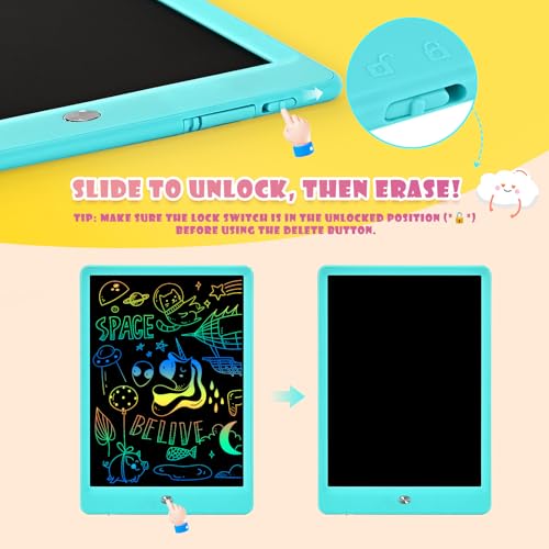 EooCoo 10 Inch LCD Writing Tablet for Kids – No Mess Drawing Pad with Lock Function