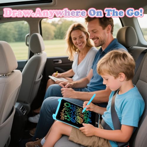EooCoo Toddler LCD Writing Tablet 2 Pack - 10 Inch Pink & Blue Drawing Pads, Travel Essentials for Kids Ages 3-8, Reusable Doodle Board