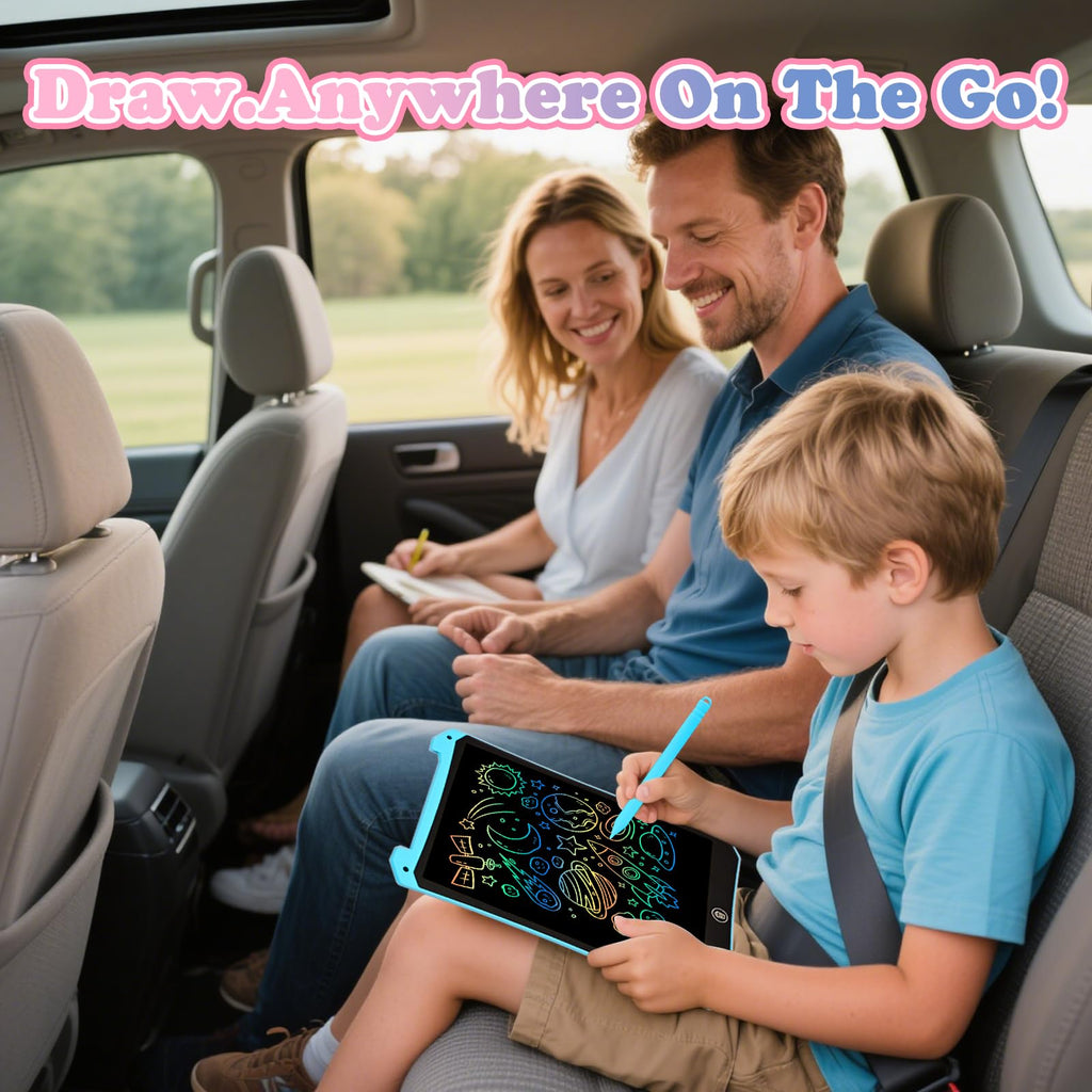 EooCoo Toddler LCD Writing Tablet 2 Pack - 10 Inch Pink & Blue Drawing Pads, Travel Essentials for Kids Ages 3-8, Reusable Doodle Board