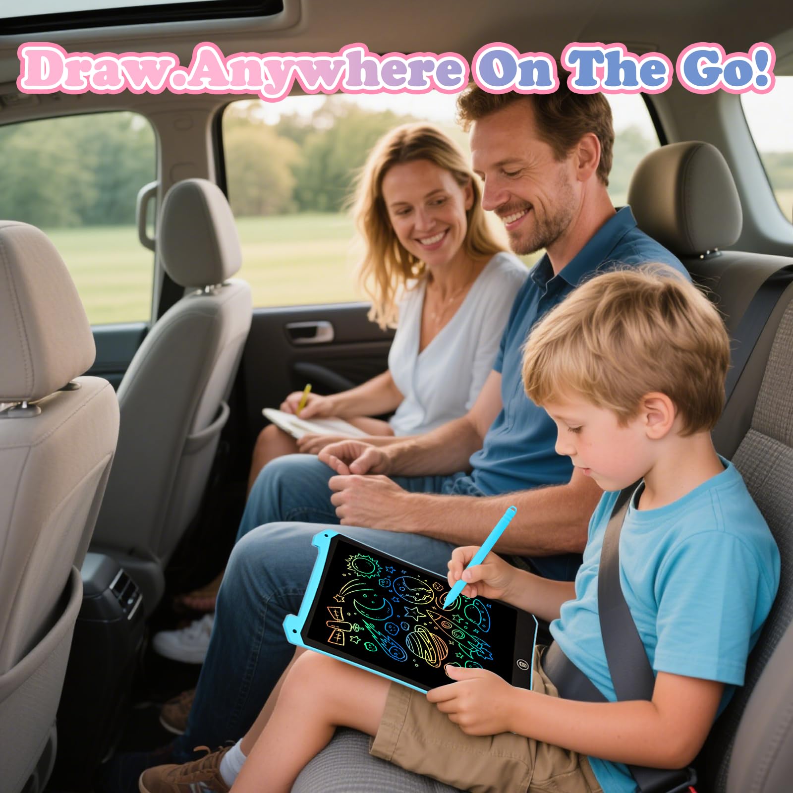 EooCoo Toddler LCD Writing Tablet 2 Pack - 10 Inch Pink & Blue Drawing Pads, Travel Essentials for Kids Ages 3-8, Reusable Doodle Board