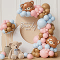 Eopelsm 121-Piece Bear Balloon Garland Arch Kit - Blue Pink Foil Balloons for Gender Reveal & Bear Theme Birthday Party Decorations