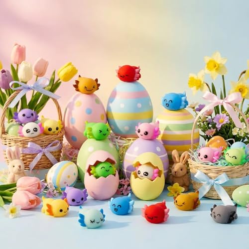 eowvsio 36-Pack Axolotl Mochi Squishy Toys for Easter Egg Fillers, Party Favors & Stress Relief