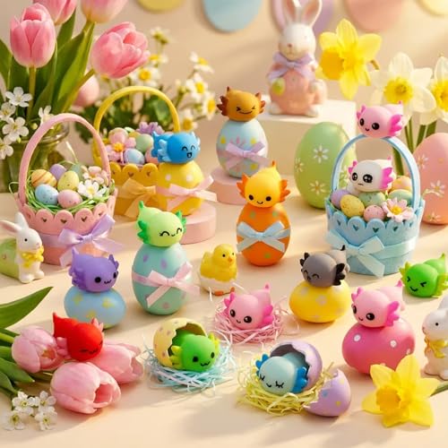 eowvsio 36-Pack Axolotl Mochi Squishy Toys for Easter Egg Fillers, Party Favors & Stress Relief