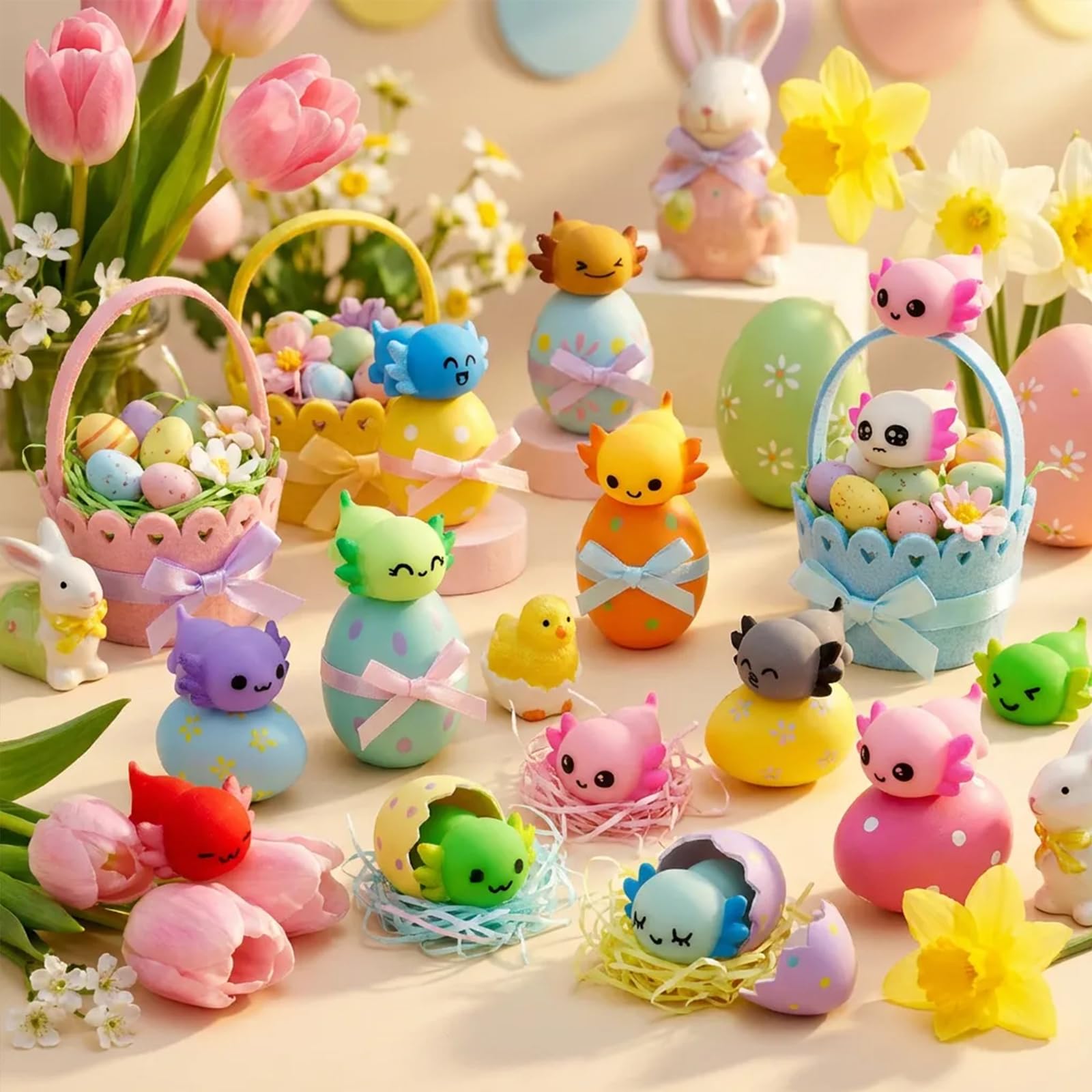 eowvsio 36-Pack Axolotl Mochi Squishy Toys for Easter Egg Fillers, Party Favors & Stress Relief