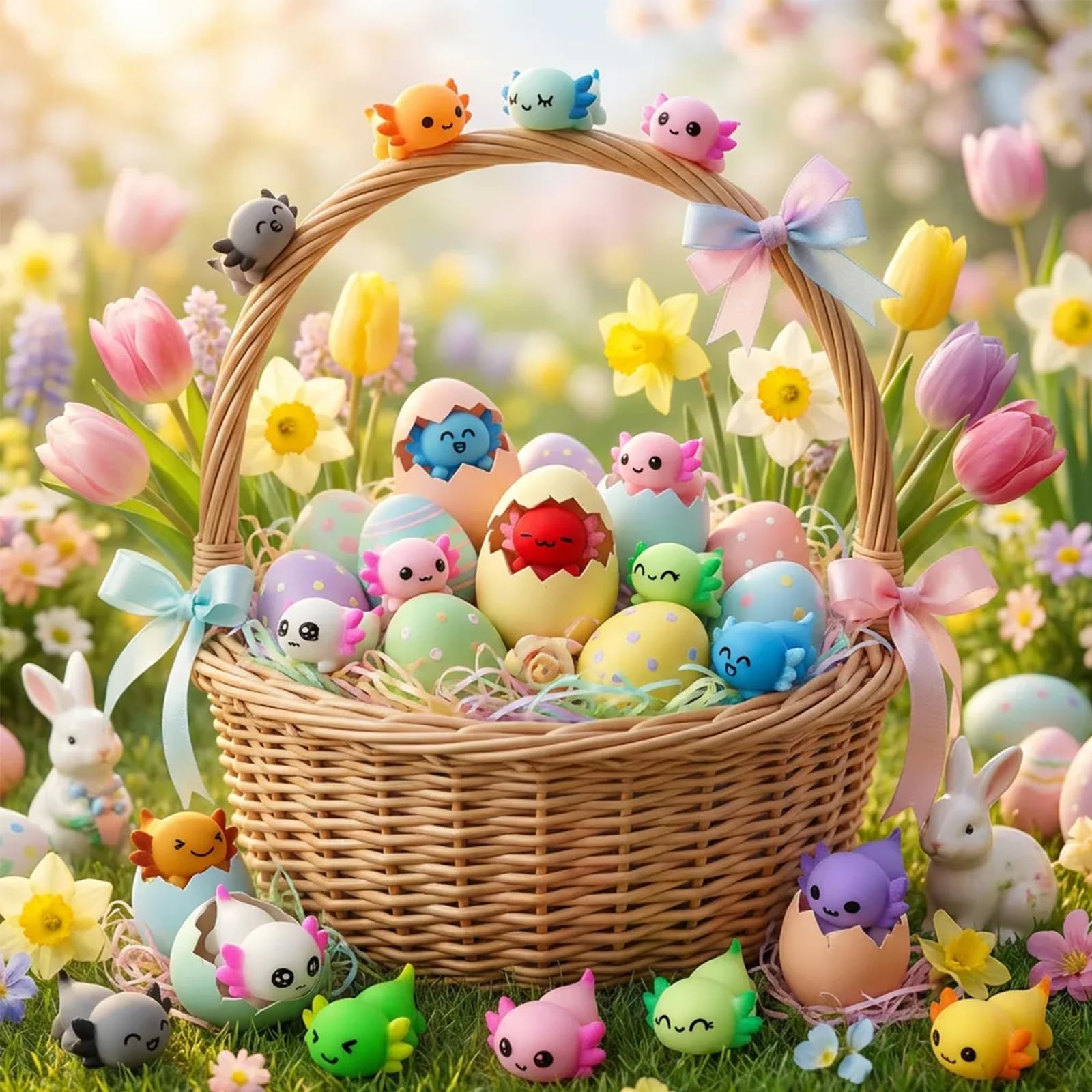 eowvsio 36-Pack Axolotl Mochi Squishy Toys for Easter Egg Fillers, Party Favors & Stress Relief