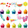 Epakh 100-Piece Summer Beach Cupcake Toppers – Pool Party Hawaiian Theme Cake Picks with 10 Designs