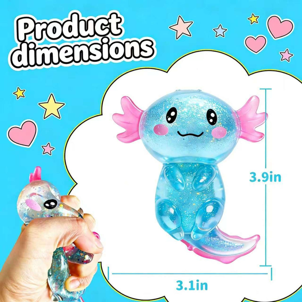 EQOA Blue Axolotl Squishy Stress Ball – Cute Fidget Toy for Stress Relief