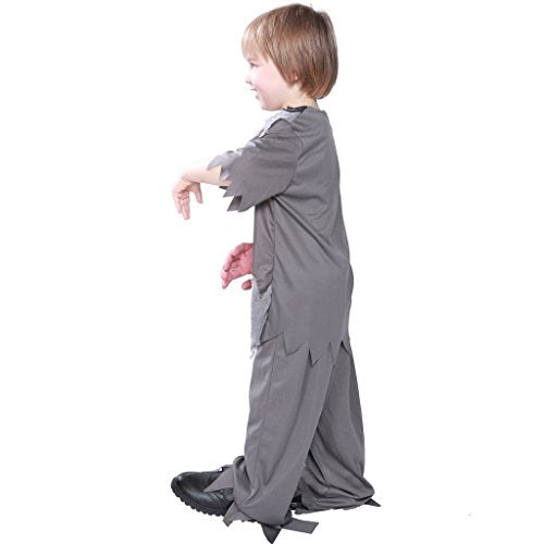 EraSpooky Boys Zombie Costume with Skeleton Print – Tattered Shirt & Pants for Halloween