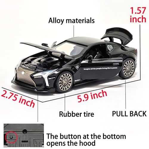 ERBADIHAGO 1:32 Scale Diecast Sports Car Toy - Black with Lights, Sound, and Pull-Back Action for Kids 3+