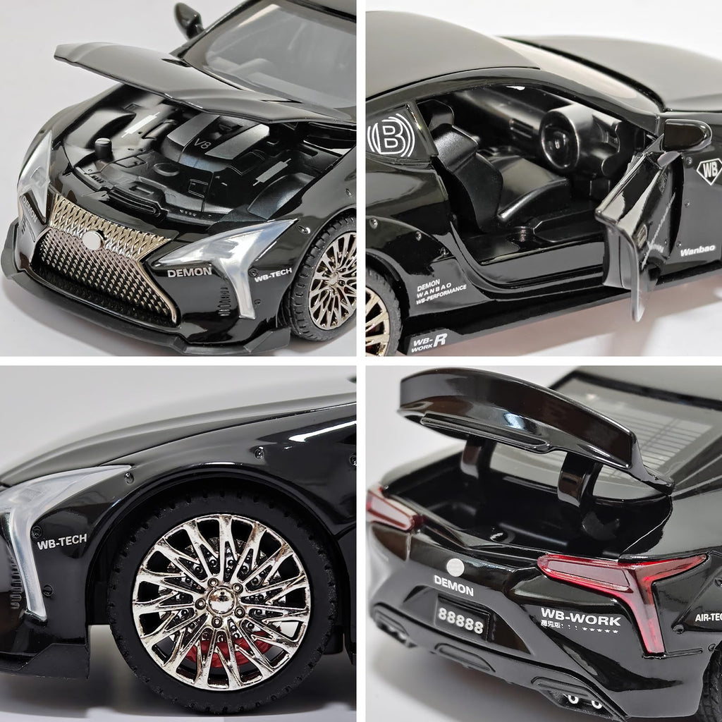ERBADIHAGO 1:32 Scale Diecast Sports Car Toy - Black with Lights, Sound, and Pull-Back Action for Kids 3+