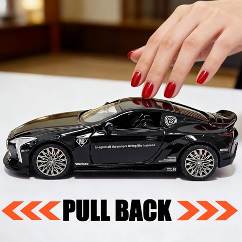 ERBADIHAGO 1:32 Scale Diecast Sports Car Toy - Black with Lights, Sound, and Pull-Back Action for Kids 3+
