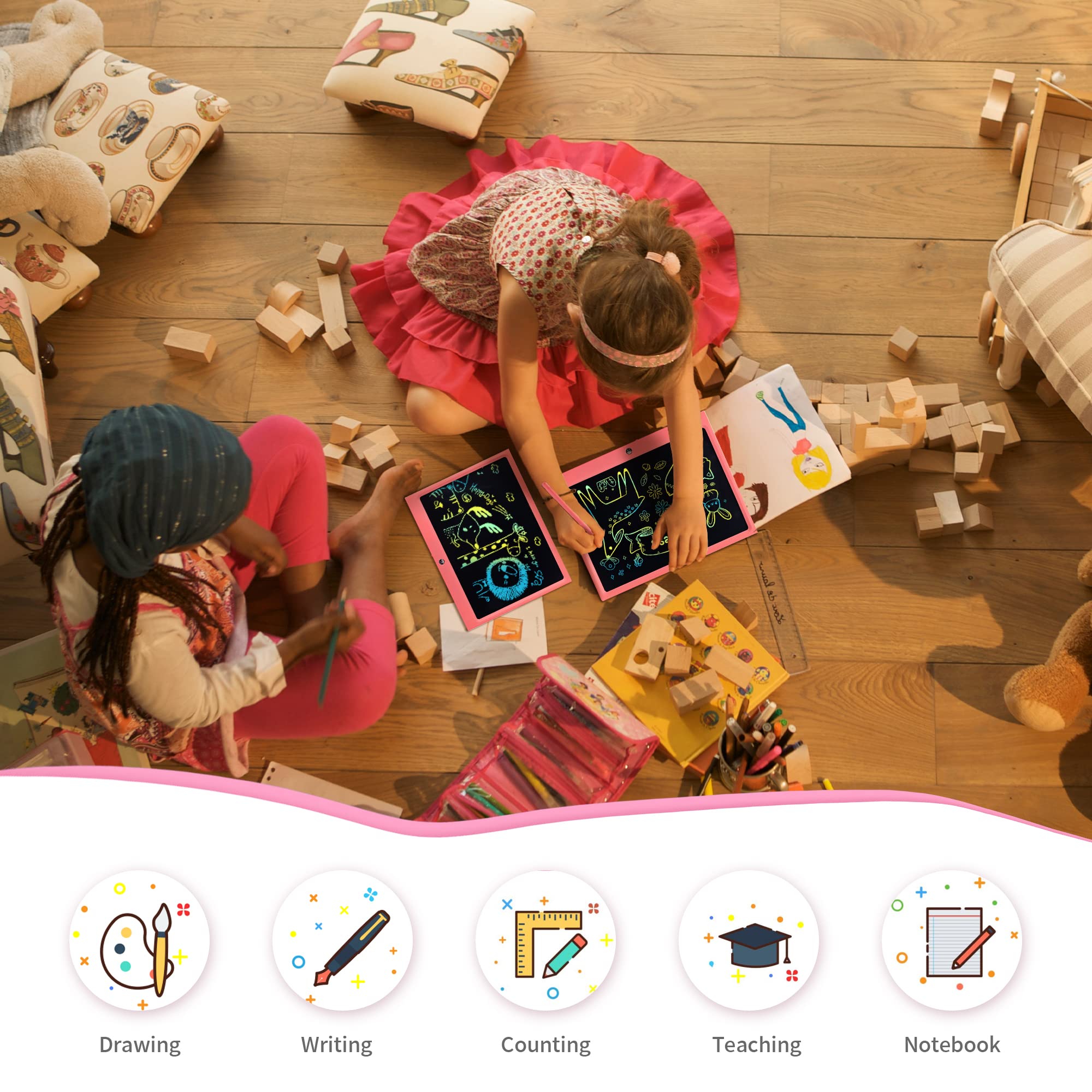 ERUW 15-Inch LCD Writing Tablet for Kids – Colorful Doodle Board with Screen Lock