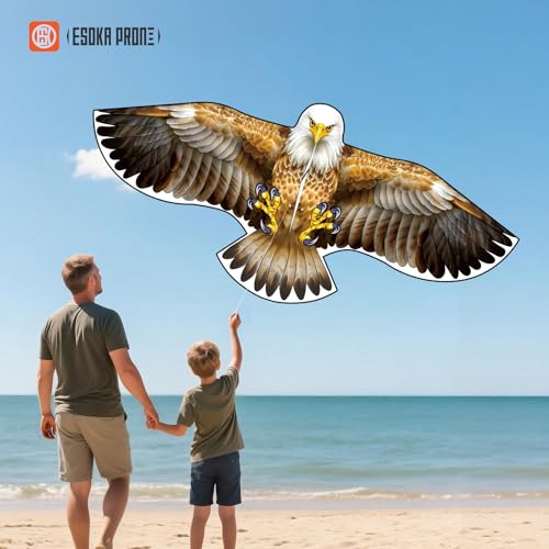 ESOKA PRON Large Hammerhead Shark Kite with 328ft String Reel - Easy to Fly for Kids and Adults, Blue/Red